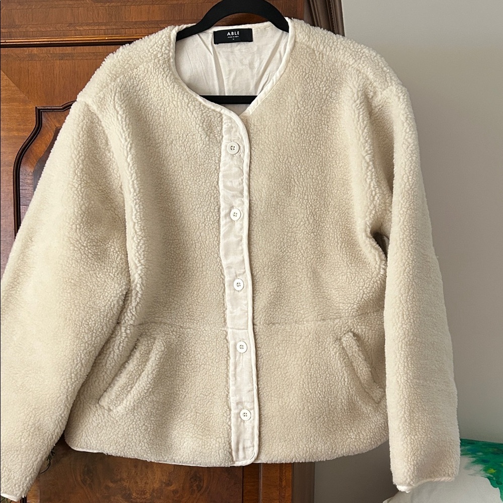 Able Cream Teddy/Fleece Jacket 1x